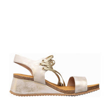 Womens Metallic Wedge Sandals Ankle Wrap Comfort Style - Natural - Thumbnail 3 | B82 Bianca Flex
