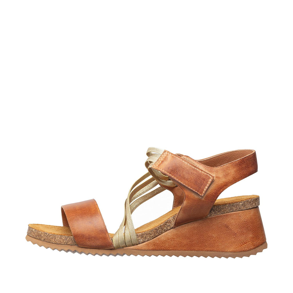 Womens Metallic Wedge Sandals Ankle Wrap Comfort Style - Taupe - View 7 | B82 Bianca Flex