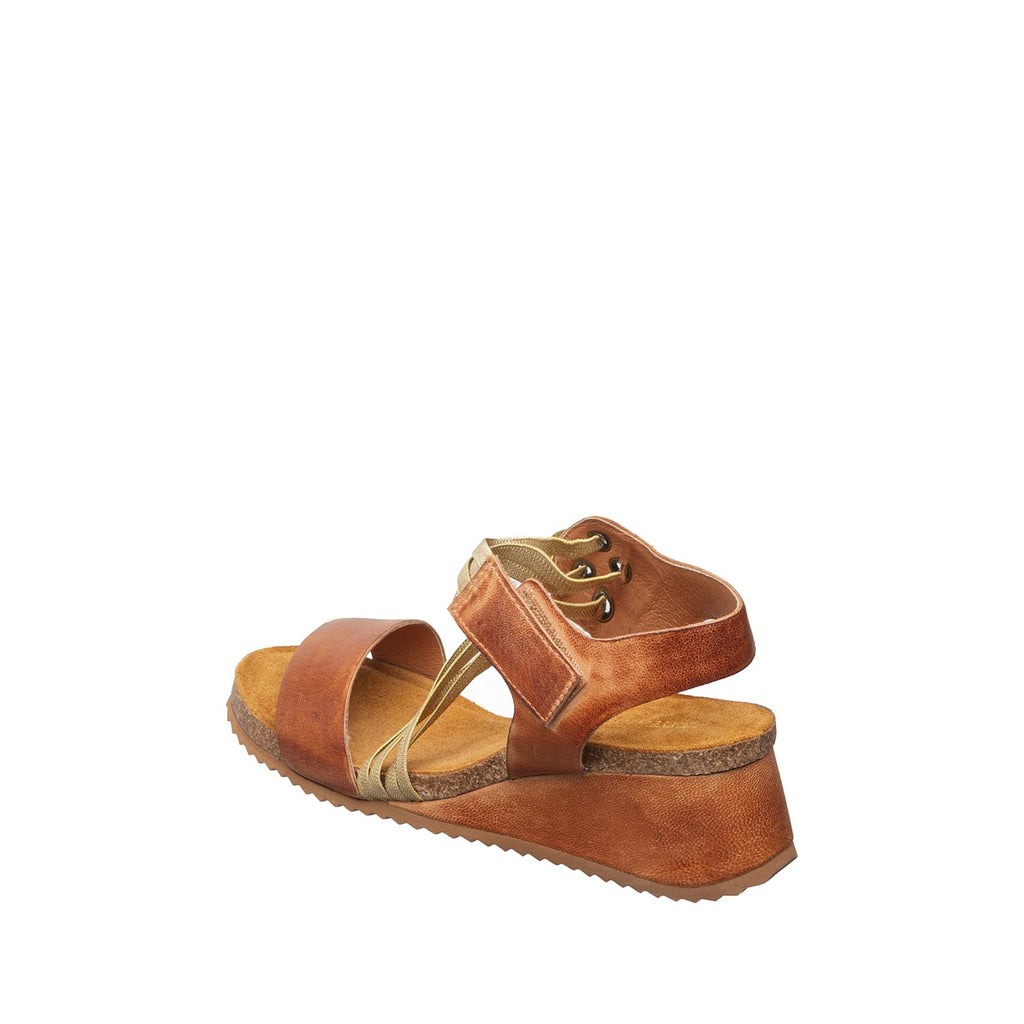 Womens Metallic Wedge Sandals Ankle Wrap Comfort Style - Taupe - View 10 | B82 Bianca Flex