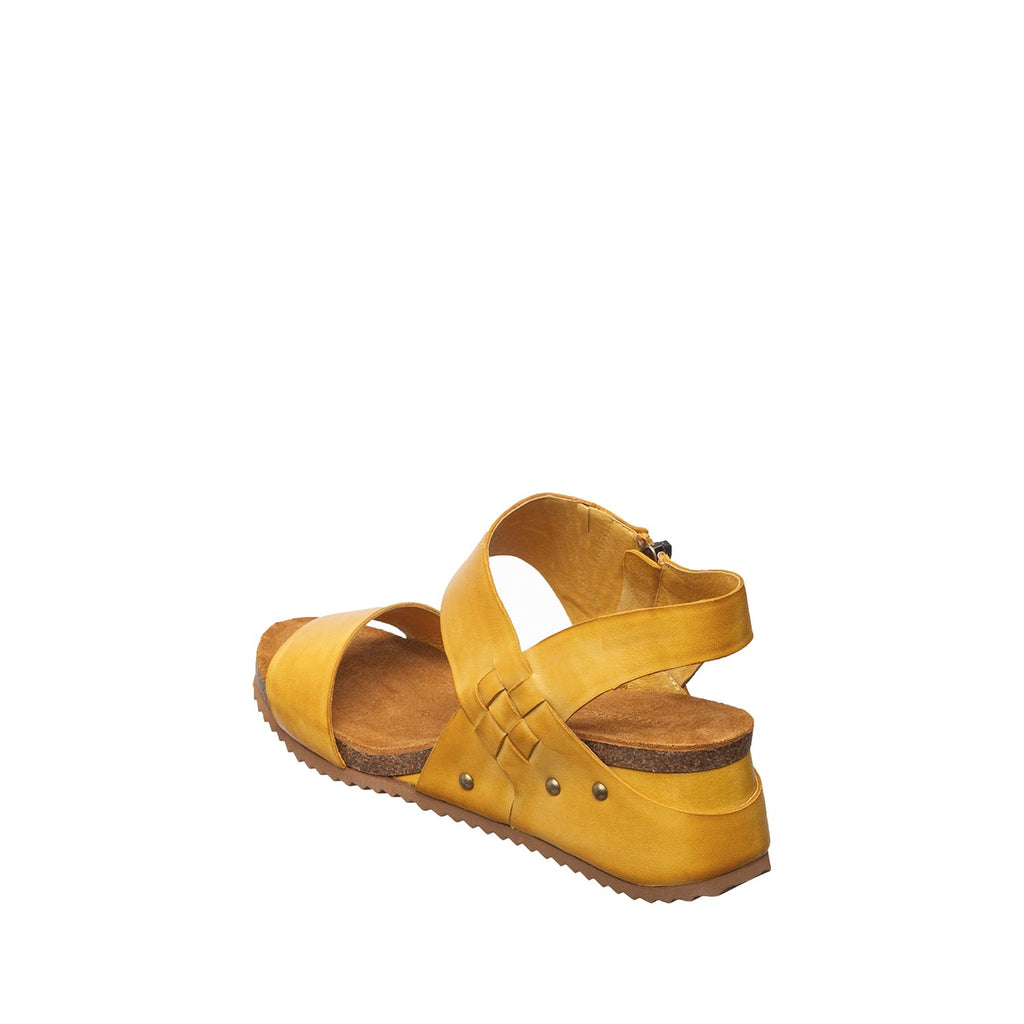 Womens Leather Wedge Sandals Ankle Strap Summer Comfort - Daffodil - View 5 | B83 Amanda Flex