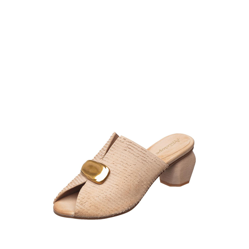 Womens Textured Block Heel Mule Sandals Modern Comfort - Stone - View 2 | C13 Lydia