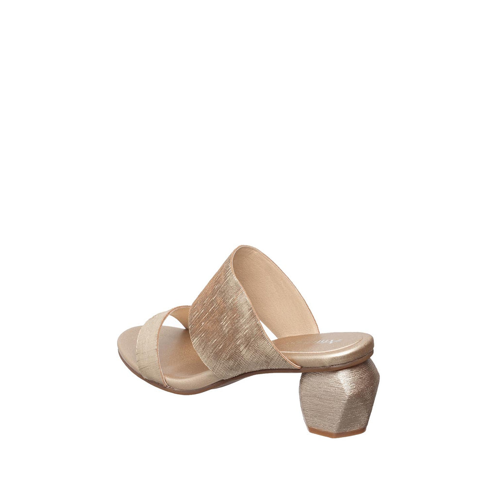 Womens Metallic Strap Block Heel Sandals Comfort Style - Light Gold - View 10 | C16 Bella