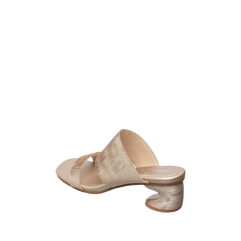 Womens Metallic Double Strap Block Heel Sandals Trendy Comfort - Light Gold - View 11 | C24 Bella