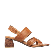 Womens Brown Leather Block Heel Sandals Buckle Strap Comfort - Taupe - Thumbnail 4 | C54 Angel
