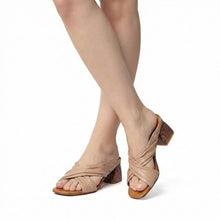 Womens Twisted Strap Block Heel Sandals Comfortable Chic - Blush - Thumbnail 12 | C57 Lucy
