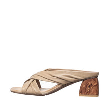 Womens Twisted Strap Block Heel Sandals Comfortable Chic - Stone - Thumbnail 7 | C57 Lucy
