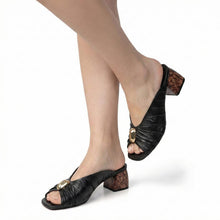 Womens Ruched Leather Mules Tortoise Block Heel Chic Comfort - Make up - Thumbnail 12 | C58 Rachel
