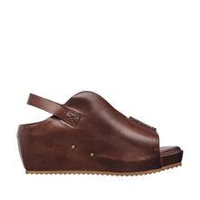 Womens Leather Slingback Wedge Sandals Platform Comfort Style - Chocolate - Thumbnail 4 | D16 Mindy
