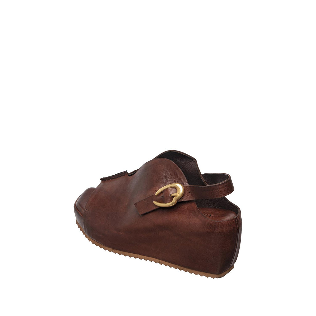 Womens Leather Slingback Wedge Sandals Platform Comfort Style - Chocolate - View 6 | D16 Mindy