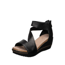 Strappy Wedge Sandals â€“ Elegant Comfort &amp; Style - Black - Thumbnail 1 | D34 Davi
