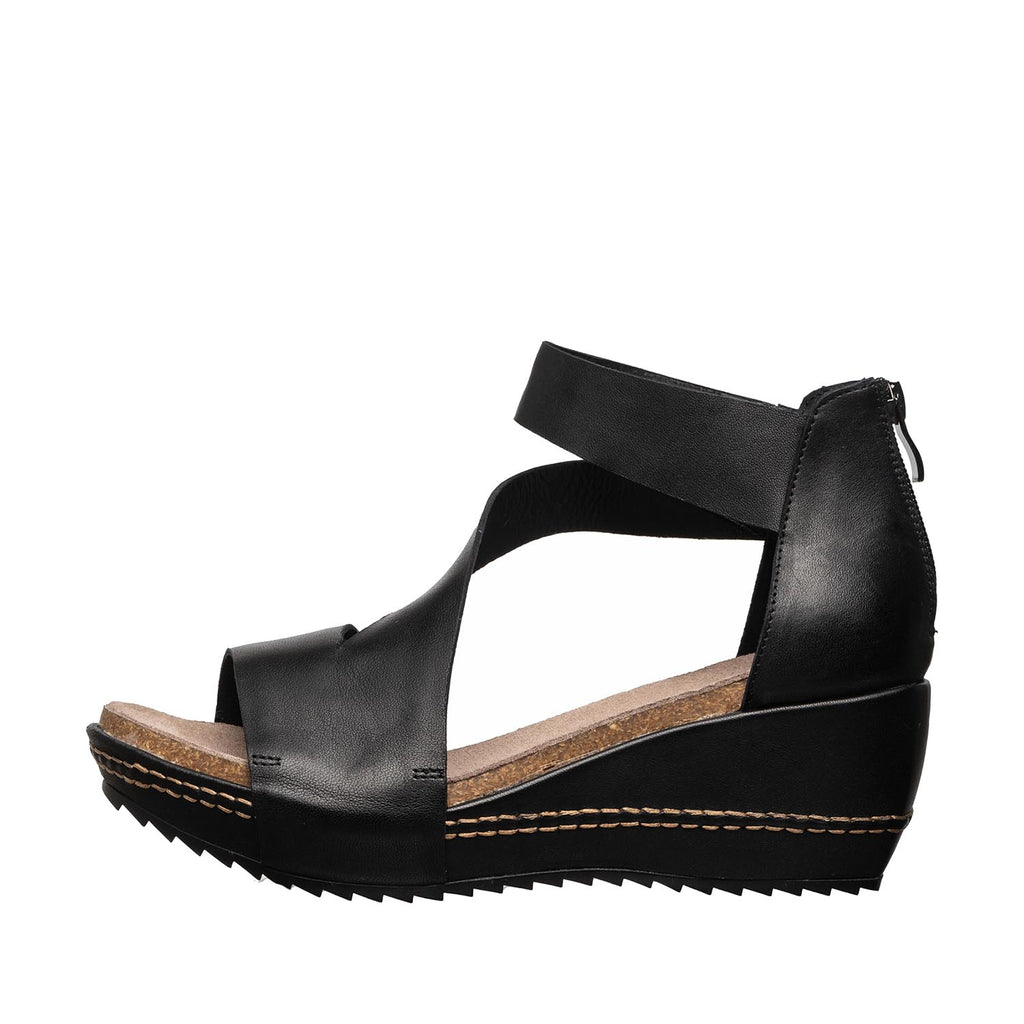 Strappy Wedge Sandals â€“ Elegant Comfort &amp; Style - Black - View 2 | D34 Davi