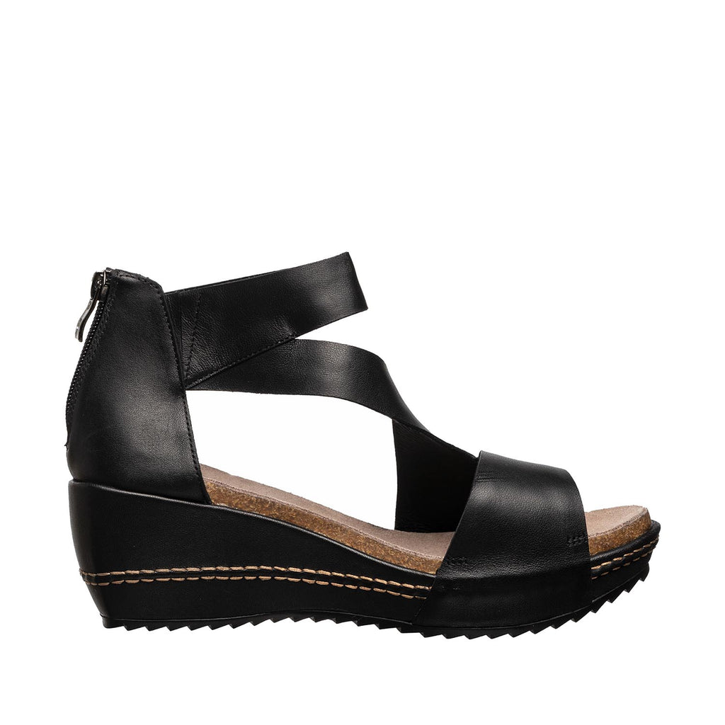 Strappy Wedge Sandals â€“ Elegant Comfort &amp; Style - Black - View 3 | D34 Davi