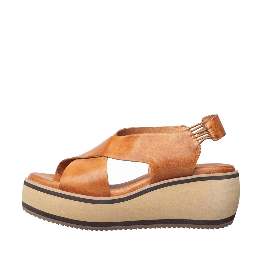 Womens Crossover Strap Platform Wedge Sandals Comfort Style - Taupe - View 2 | E36 Kylie