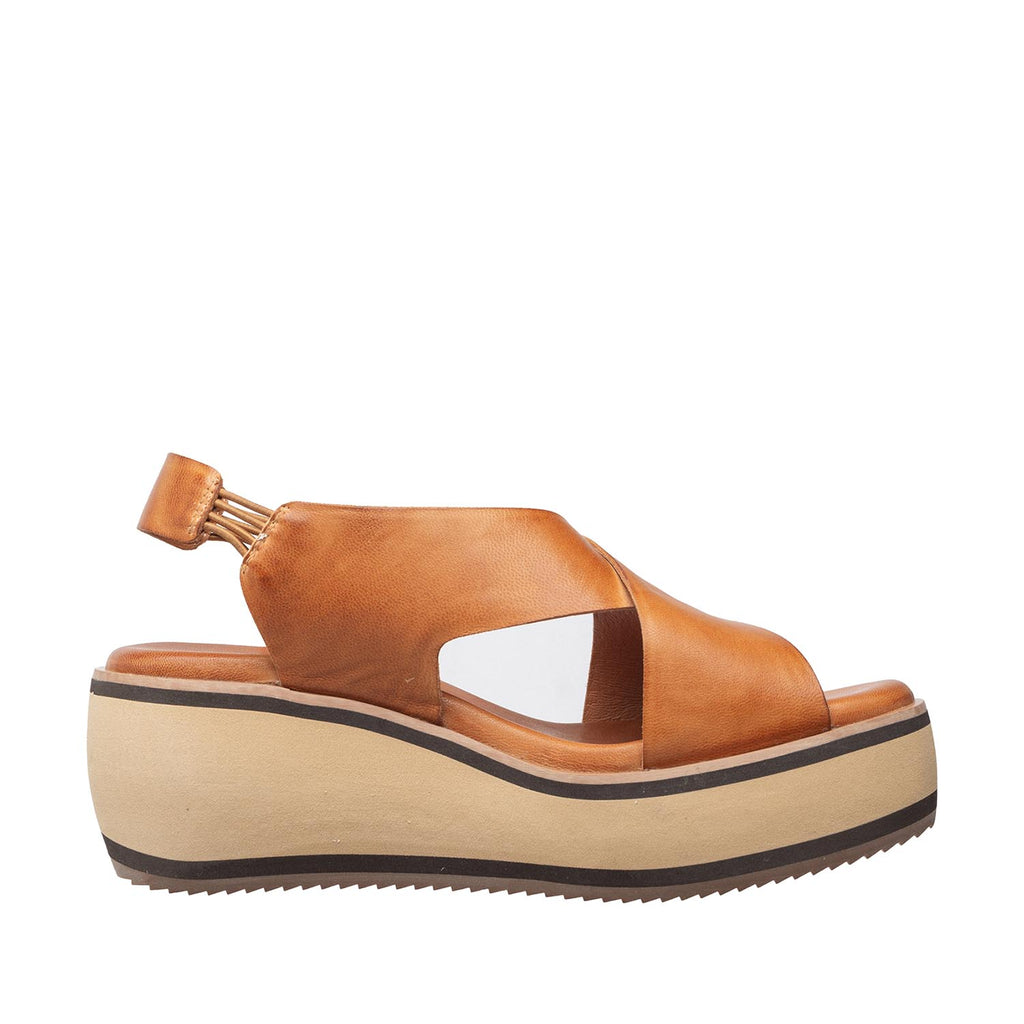 Womens Crossover Strap Platform Wedge Sandals Comfort Style - Taupe - View 3 | E36 Kylie