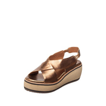 Womens Metallic Platform Slingback Sandals Wedge Comfort Style - Bronze - Thumbnail 1 | E37 Kylie
