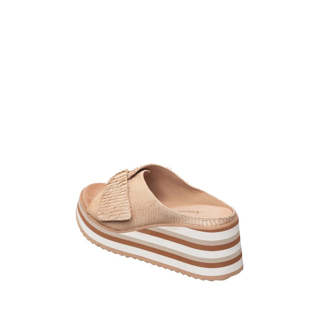Womens Woven Platform Wedge Slides Comfort Summer - Stone - View 5 | E47 Padme