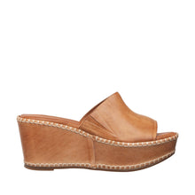 Womens Leather Platform Wedge Mules Slip On Comfort - Tan - Thumbnail 3 | H53 Alyssa

