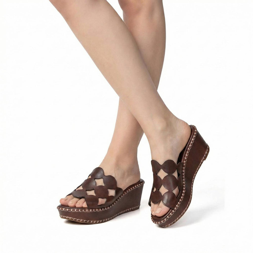 Womens Woven Leather Wedge Sandals Platform Comfort Style - Make up - View 12 | H54 Opal