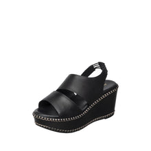 Womens Platform Wedge Sandals With Stud Trim Summer Comfort - Black - Thumbnail 1 | H55 Linda
