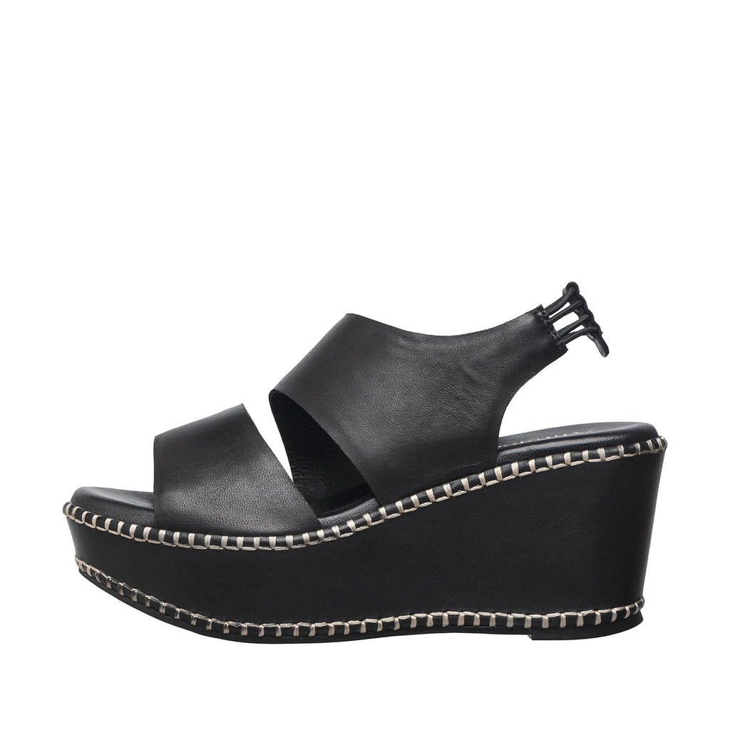 Womens Platform Wedge Sandals With Stud Trim Summer Comfort - Black - View 2 | H55 Linda