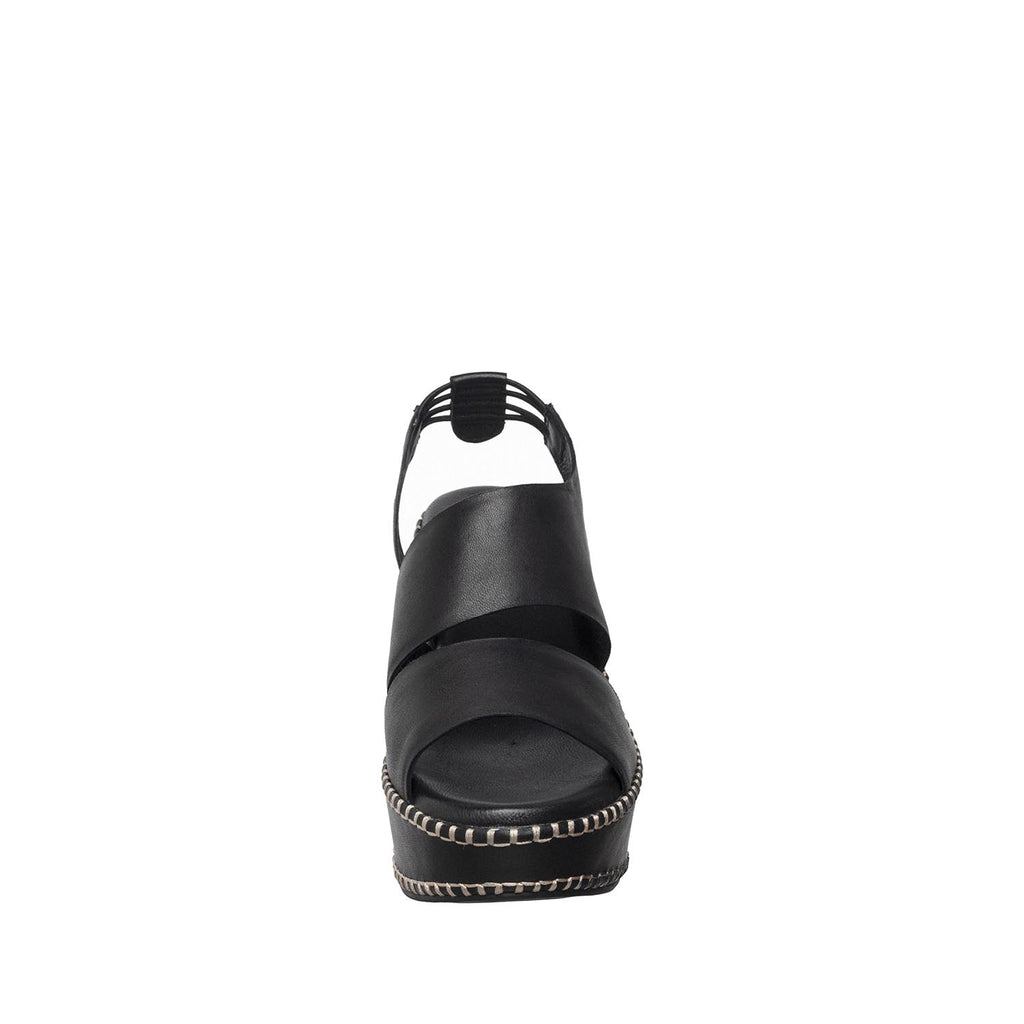 Womens Platform Wedge Sandals With Stud Trim Summer Comfort - Black - View 4 | H55 Linda