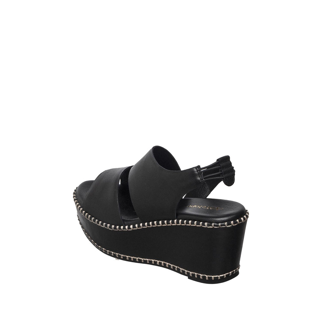 Womens Platform Wedge Sandals With Stud Trim Summer Comfort - Black - View 5 | H55 Linda