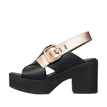 Womens Platform Slingback Sandals Black Leather Block Heel Trendy Comfort - Black - Thumbnail 3 | I04 Joey
