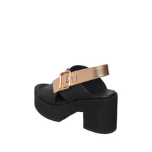 Womens Platform Slingback Sandals Black Leather Block Heel Trendy Comfort - Black - Thumbnail 6 | I04 Joey
