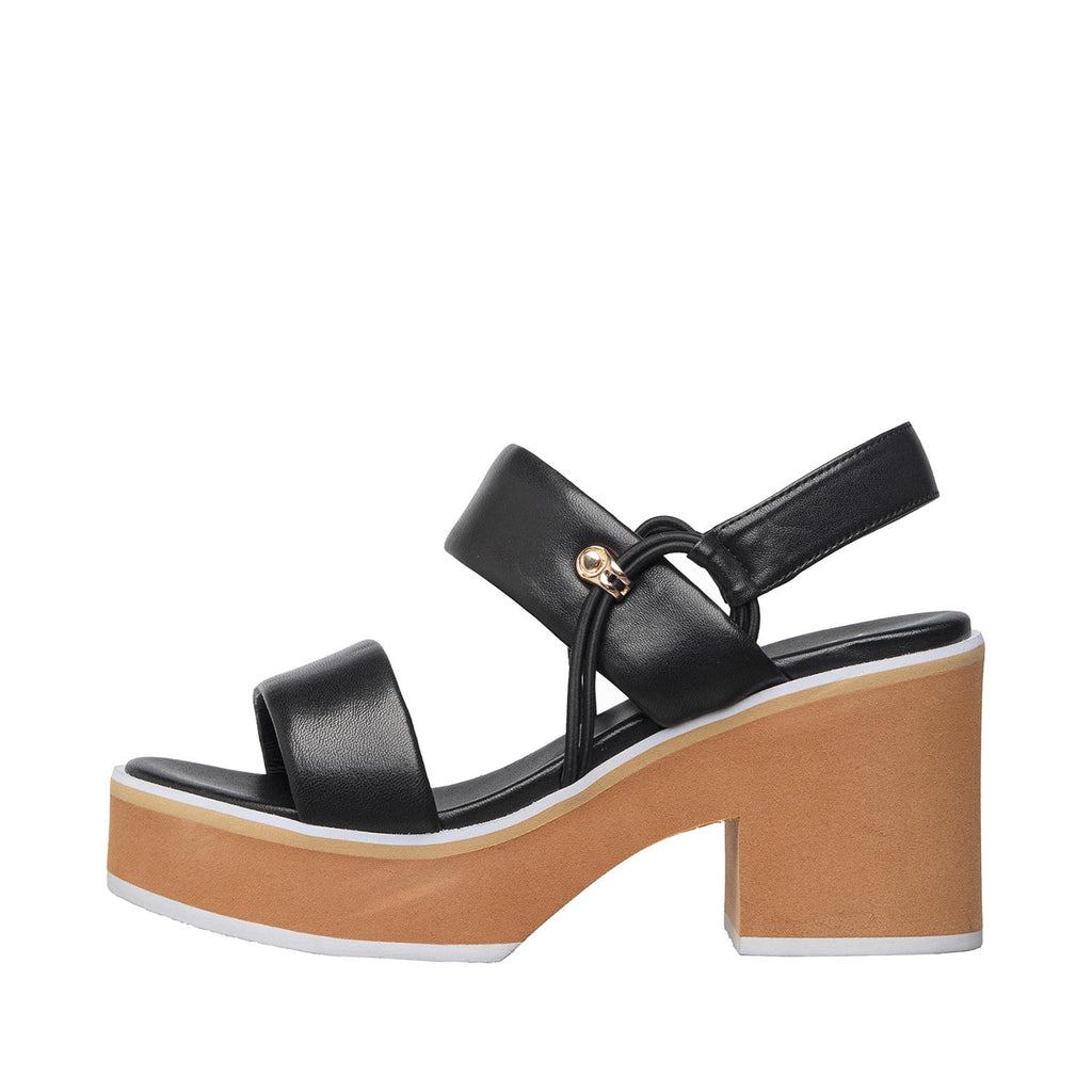 Womens Platform Sandals Chunky Heel Ankle Strap Comfort Style - Black - View 8 | I17 Kendra