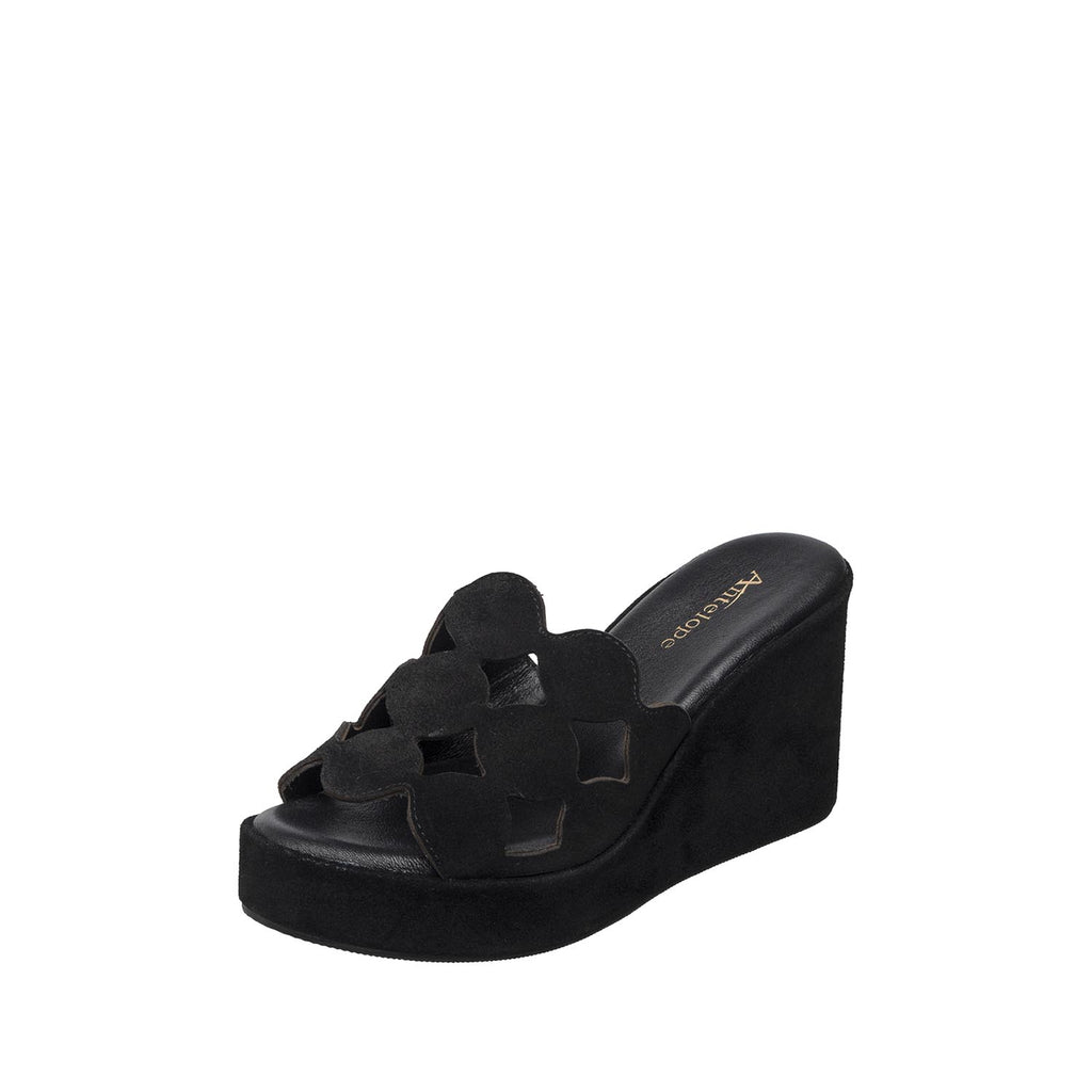 Womens Braided Strap Platform Wedge Sandals Comfort Style - Black - View 7 | I24 Opal