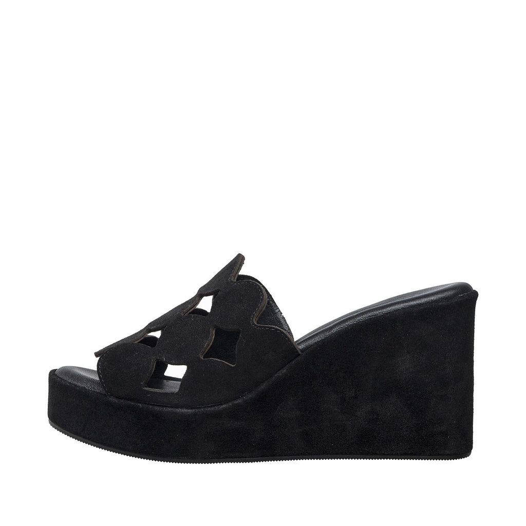 Womens Braided Strap Platform Wedge Sandals Comfort Style - Black - View 2 | I24 Opal