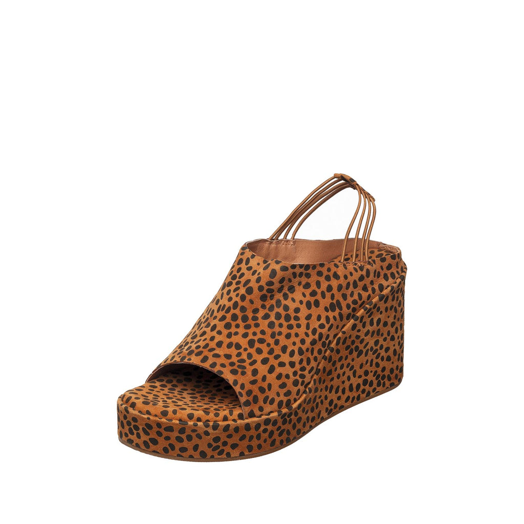 Womens Leopard Print Wedge Sandals Ankle Strap Platform Style - Tobacco - View 7 | I28 Brooklyn