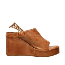 Womens Leather Wedge Mules Ankle Strap Platform Comfort - Taupe - Thumbnail 4 | I38 Brooklyn
