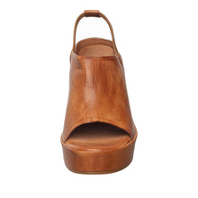 Womens Leather Wedge Mules Ankle Strap Platform Comfort - Taupe - Thumbnail 5 | I38 Brooklyn
