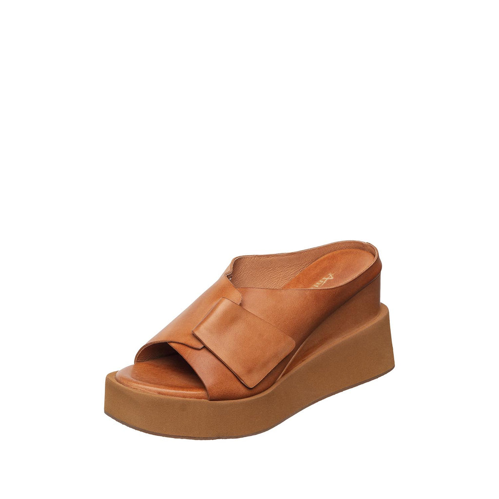 Womens Platform Mule Sandals Wedge Heel Comfort Style - Taupe - View 6 | I70 Padme