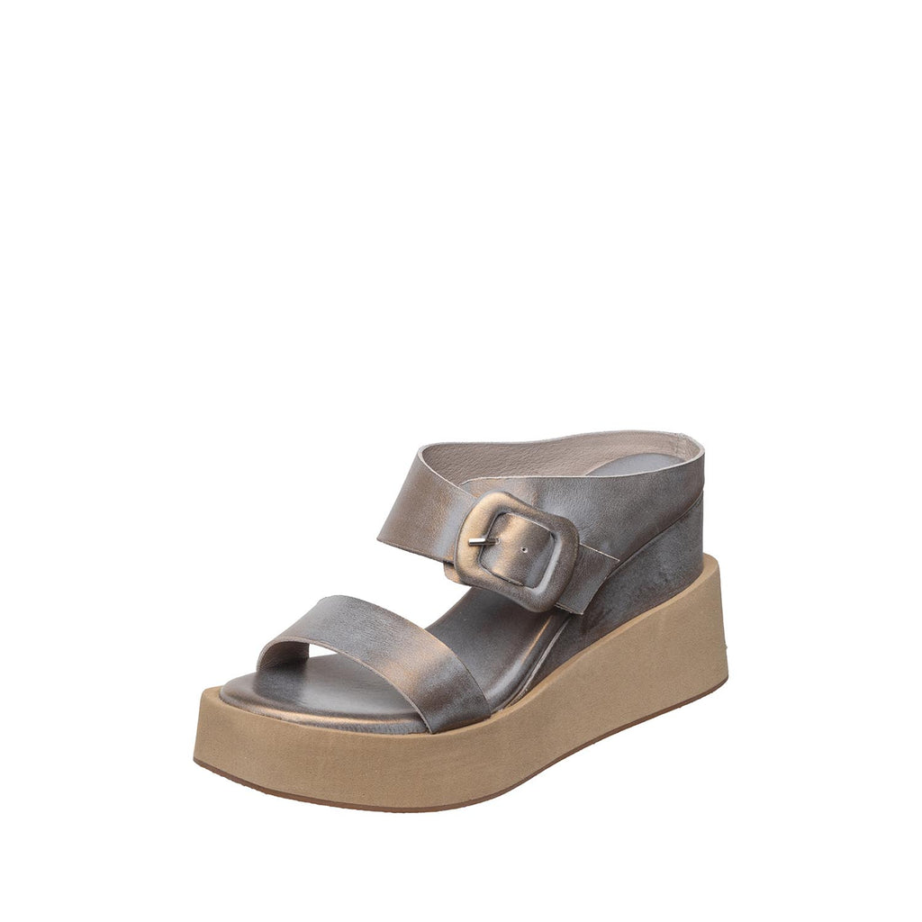 Womens Metallic Platform Sandals Ankle Strap Comfortable Wedge - Aqua - View 2 | I71 Laura