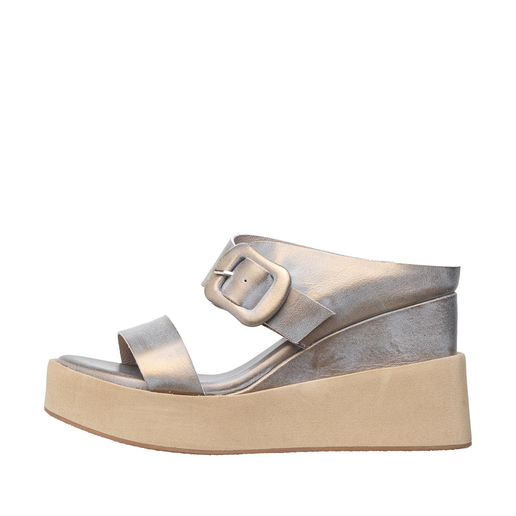 Womens Metallic Platform Sandals Ankle Strap Comfortable Wedge - Aqua - View 2 | I71 Laura