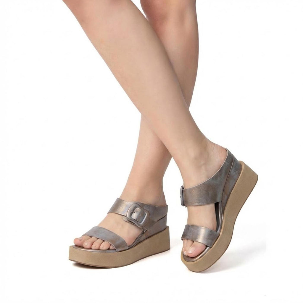 Womens Platform Ankle Wrap Sandals Nude Leather Comfort Style - Make up - View 6 | I73 Laura