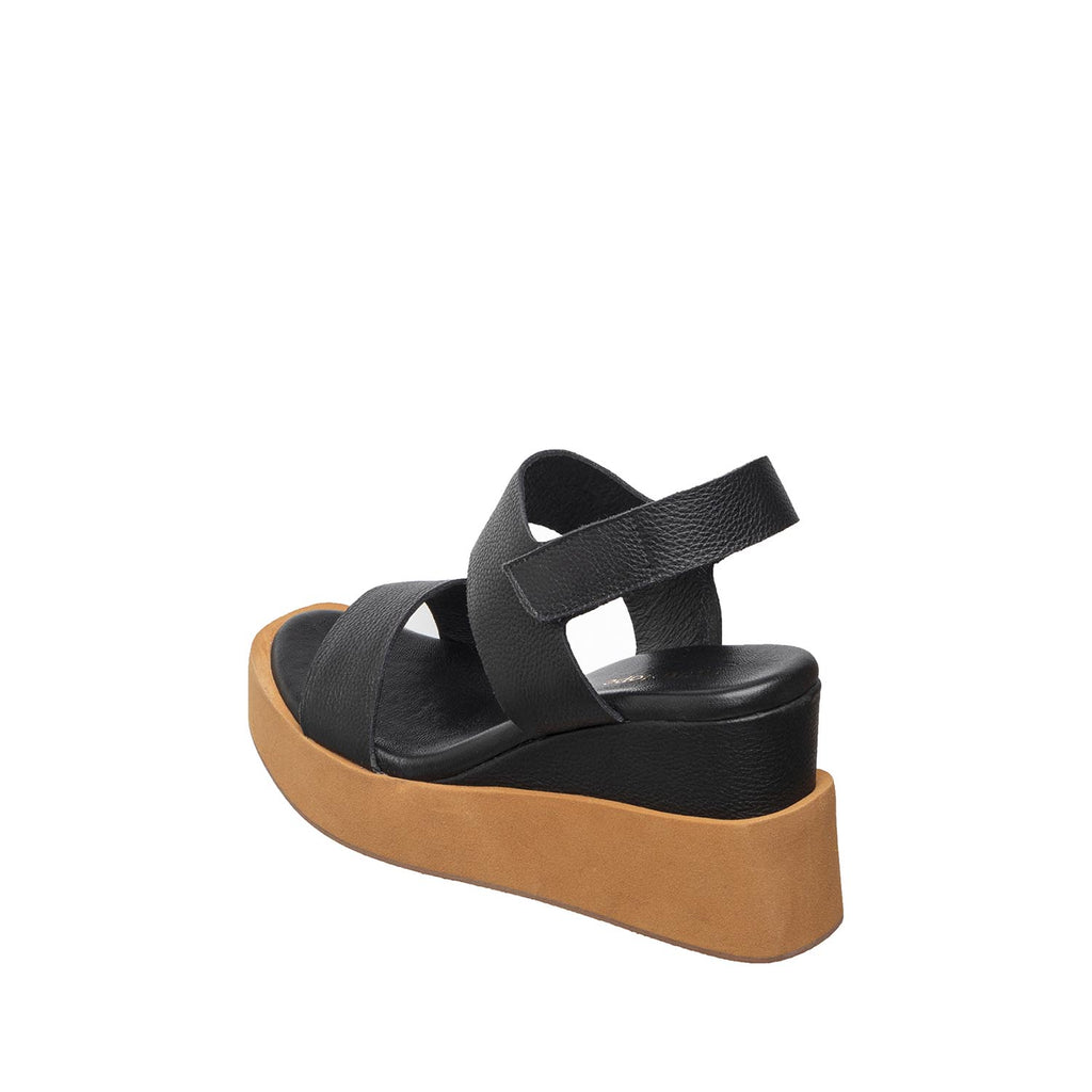Womens Platform Wedge Sandals Two Strap Comfort Style - Black - View 11 | I76 Jill