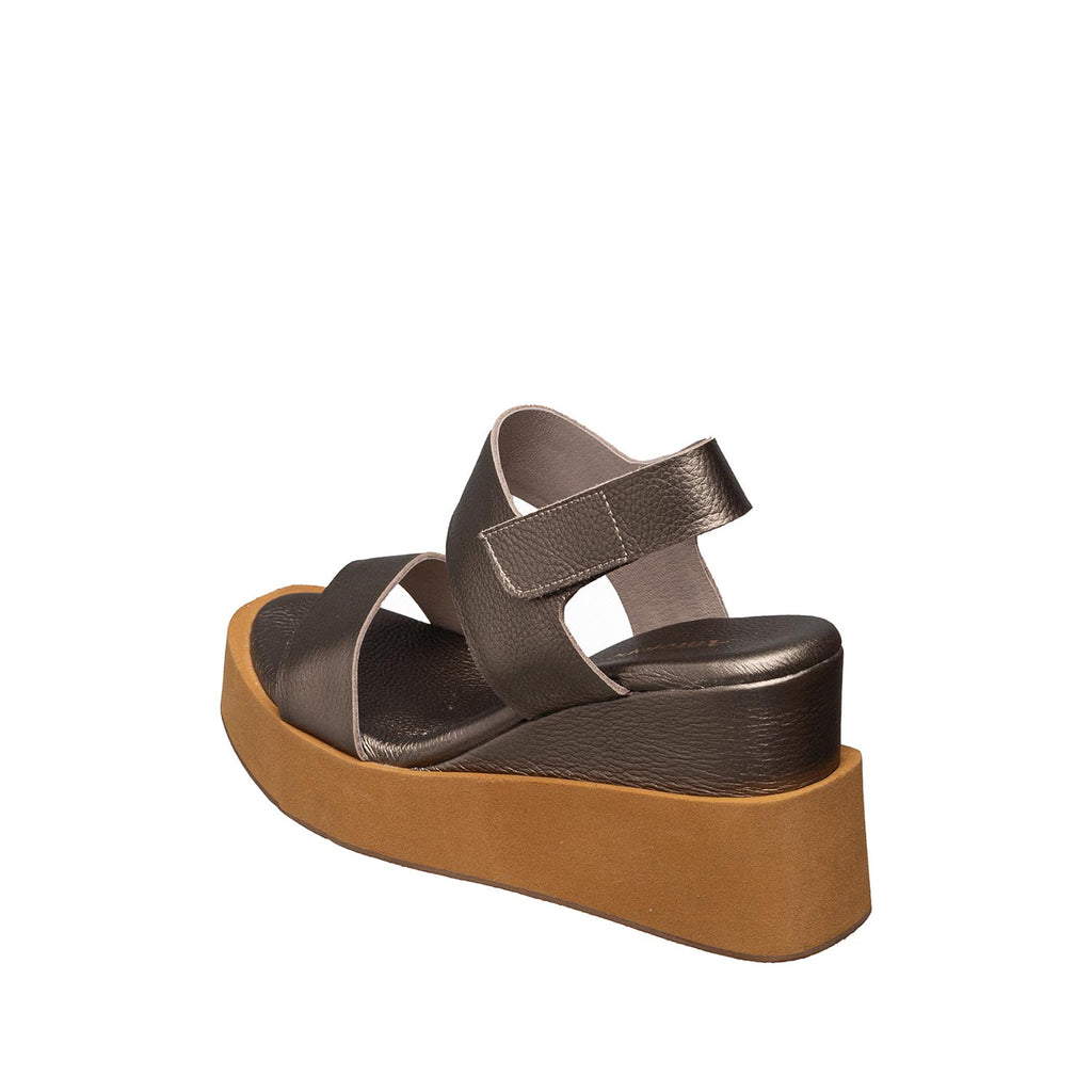 Womens Platform Wedge Sandals Two Strap Comfort Style - Pewter - View 6 | I76 Jill