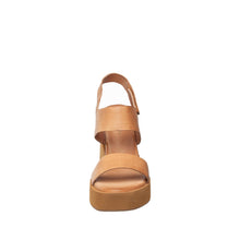 Womens Leather Double Band Platform Wedge Sandals - Tan - Thumbnail 4 | I78 Jill
