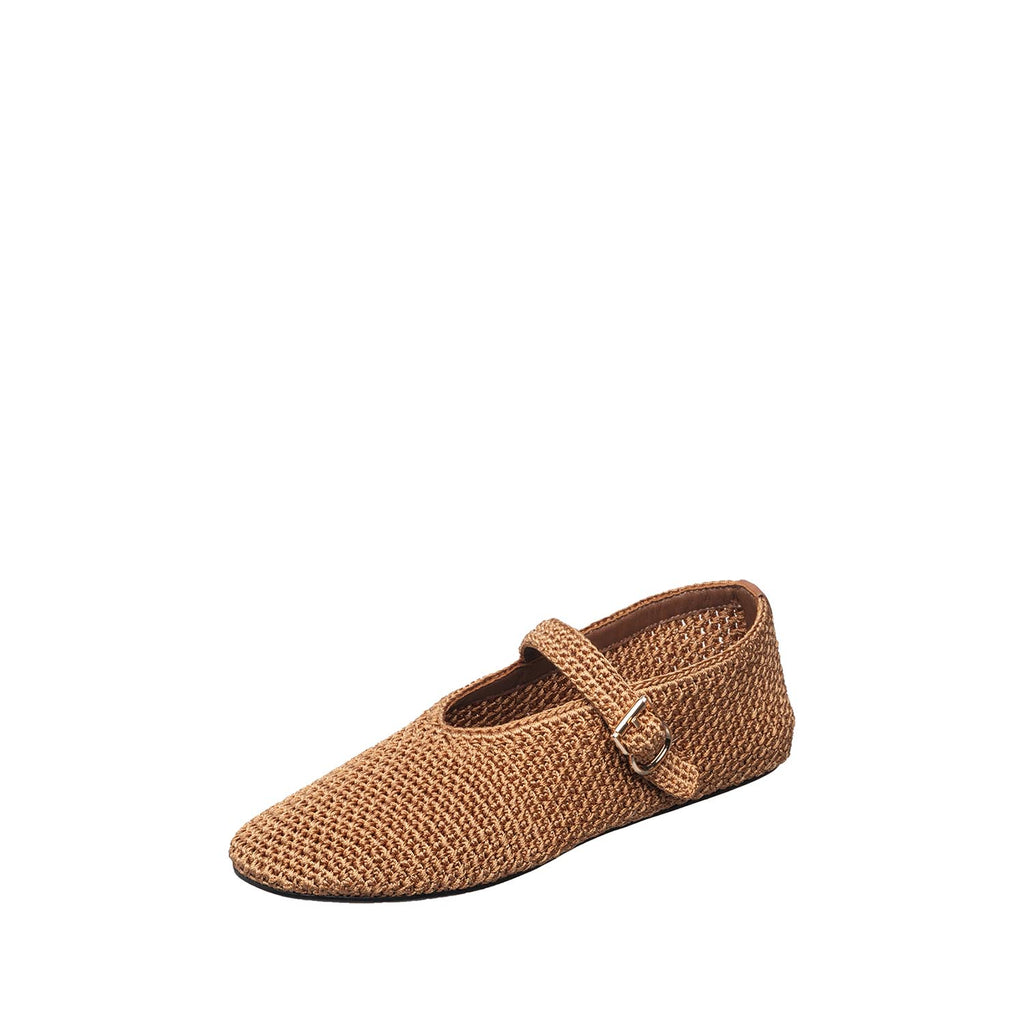 Womens Woven Mary Jane Flats With Buckle Comfort Style - Taupe - View 2 | J01 Daphne