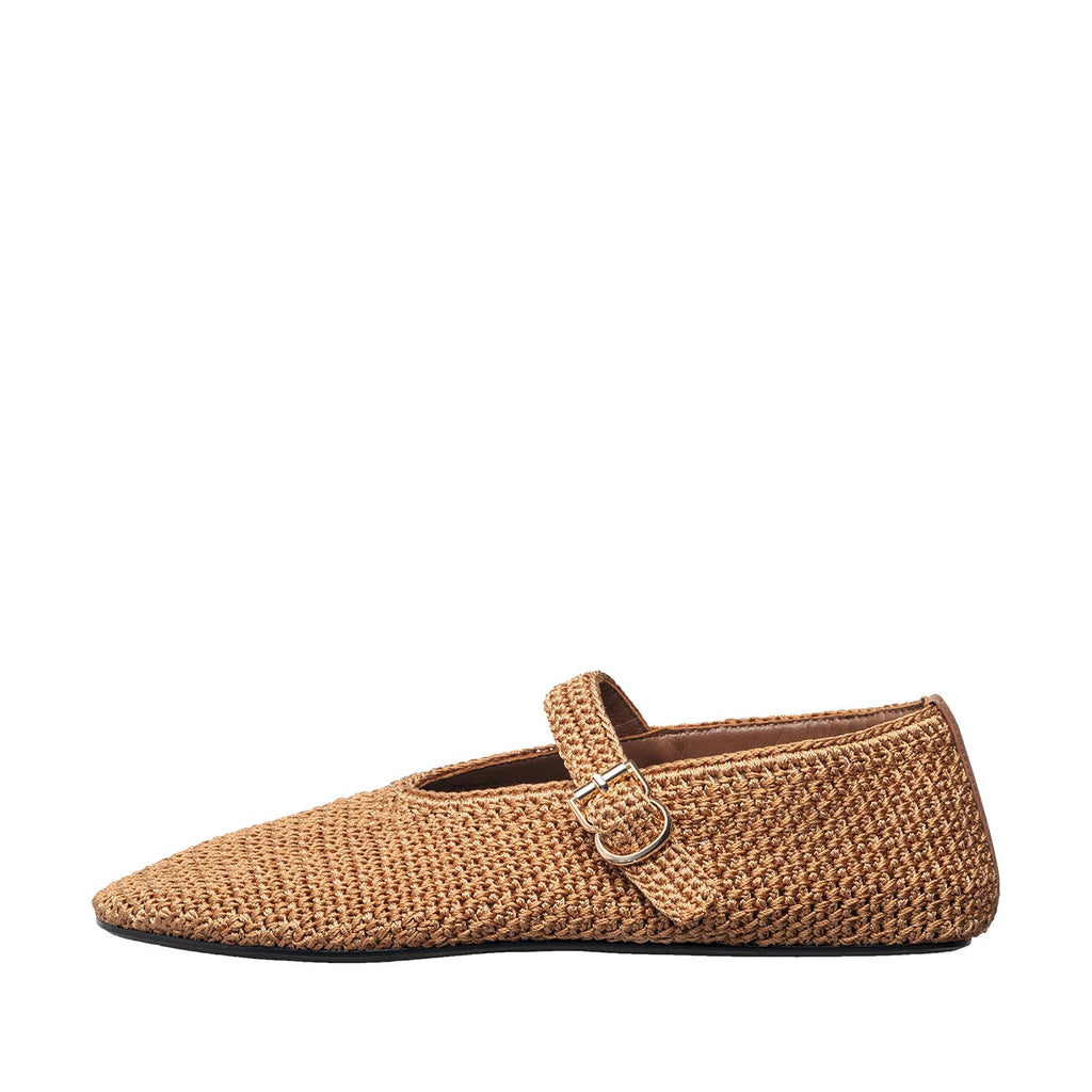 Womens Woven Mary Jane Flats With Buckle Comfort Style - Taupe - View 3 | J01 Daphne