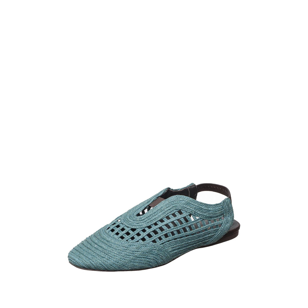 Womens Woven Leather Slingback Flats Breathable Summer Comfort - Blue - View 7 | J02 Daisy