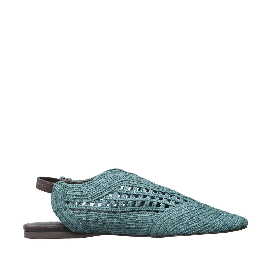 Womens Woven Leather Slingback Flats Breathable Summer Comfort - Blue - View 3 | J02 Daisy