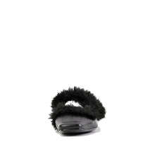 Fur Trim Flat Mules Nappa Leather Slip On - Black - Thumbnail 4 | J11 Anni
