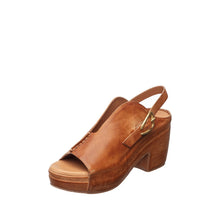 Womens Leather Platform Slingback Sandals Block Heel Comfort Style - Taupe - Thumbnail 1 | K18 Mindy
