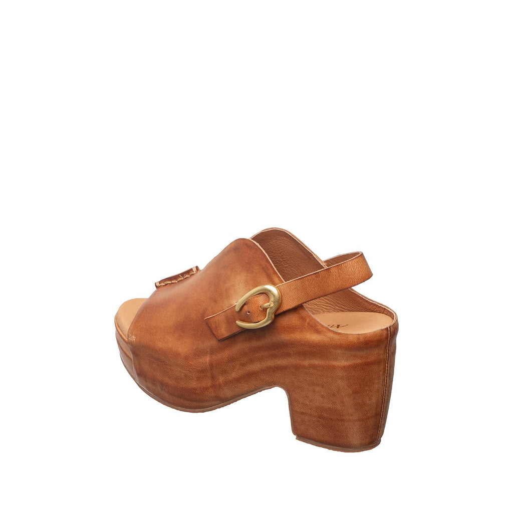 Womens Leather Platform Slingback Sandals Block Heel Comfort Style - Taupe - View 5 | K18 Mindy