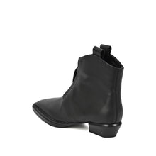 Black Ankle Booties Front Zip Square Toe - Black - Thumbnail 5 | L67 Char

