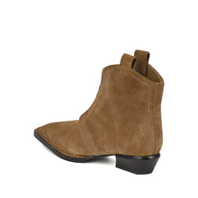 Suede Booties Low Heel Front Zip Mocha - Mocha - Thumbnail 5 | L68 Char
